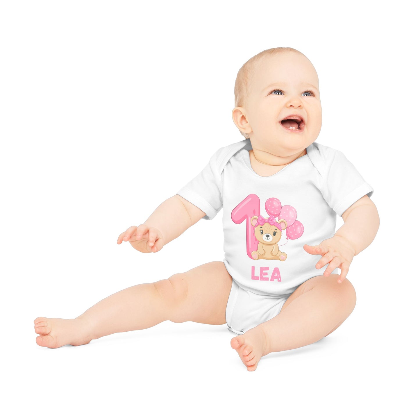 Personalisierter Baby Body Teddy Rosa 1 / erster Geburtstag Shirt - einzigartigliebe