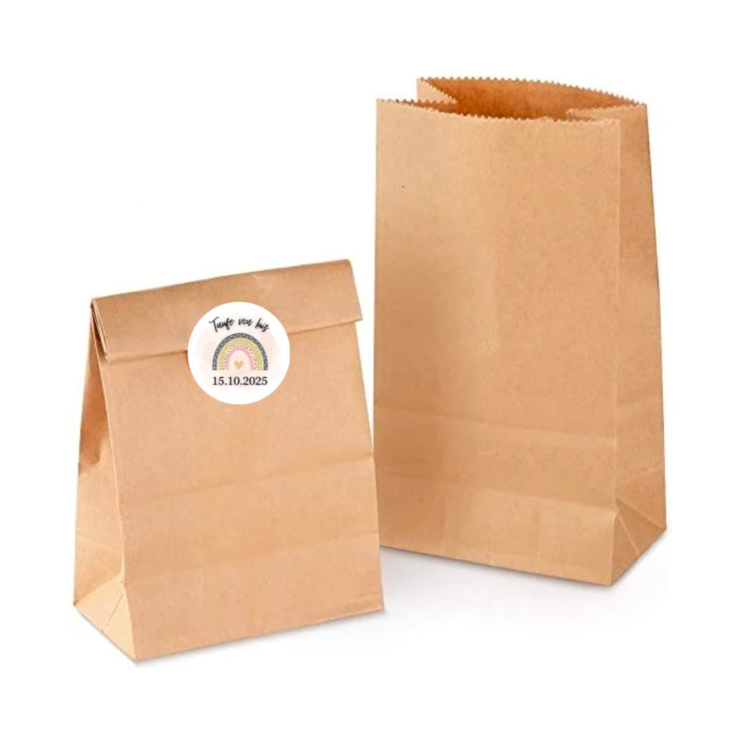 Aufkleber Taufe mit Regenbogen Gelb Rosa - einzigartigliebe