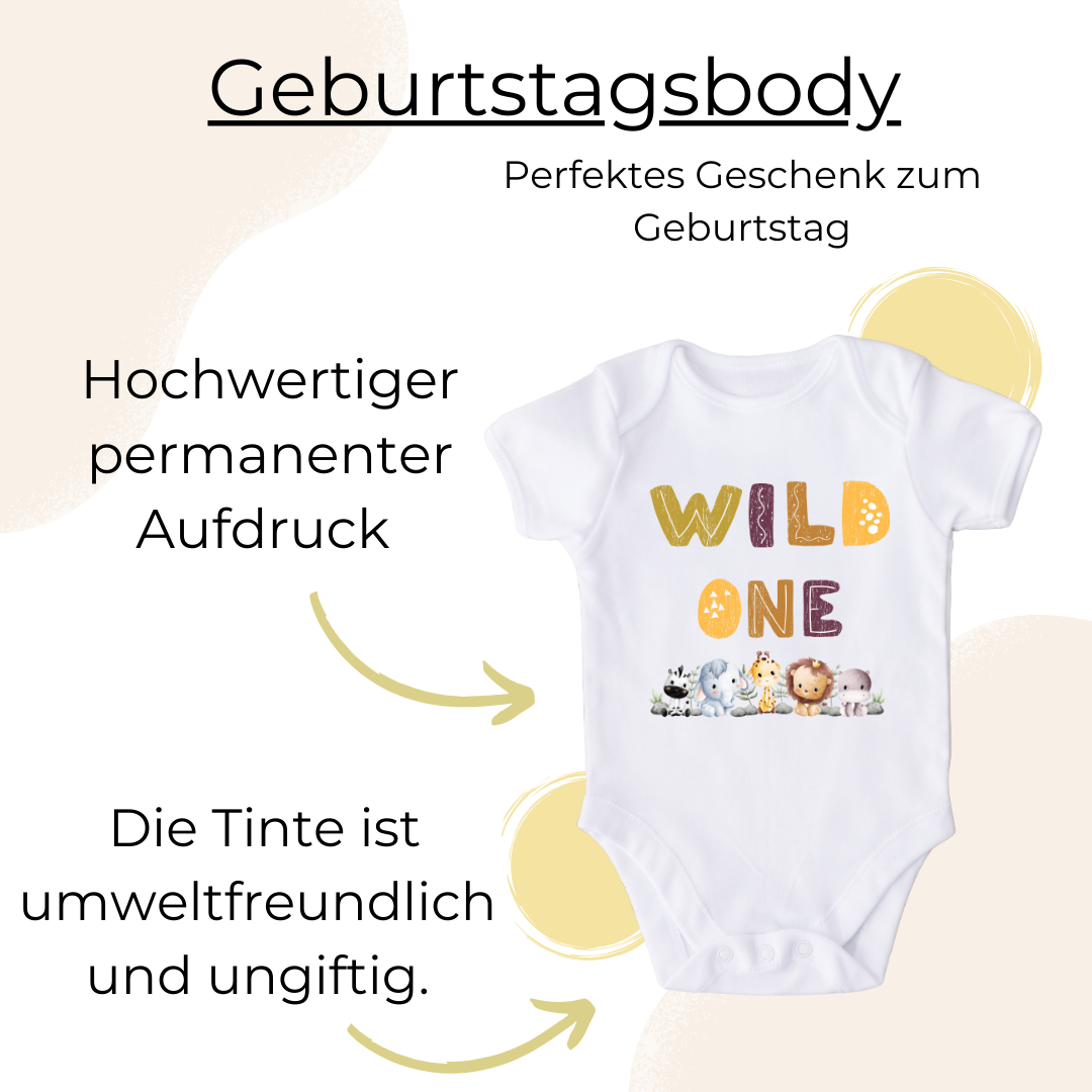 Personalisierter Baby Body Wild One / erster Geburtstag Shirt