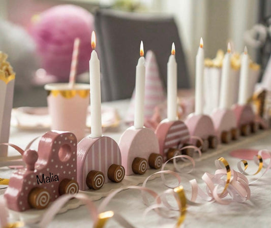 Geburtstagszug Tischdeko Kindergeburtstag 0-9 Jahre Rosa