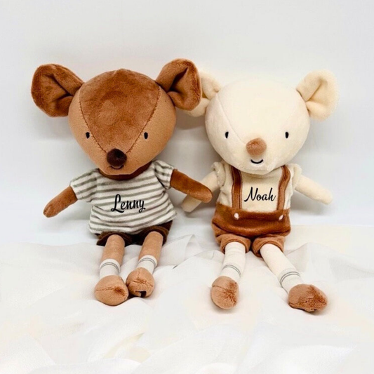 Kuscheltier Maus mit Name Personalisiert | Braun oder Beige - einzigartigliebe