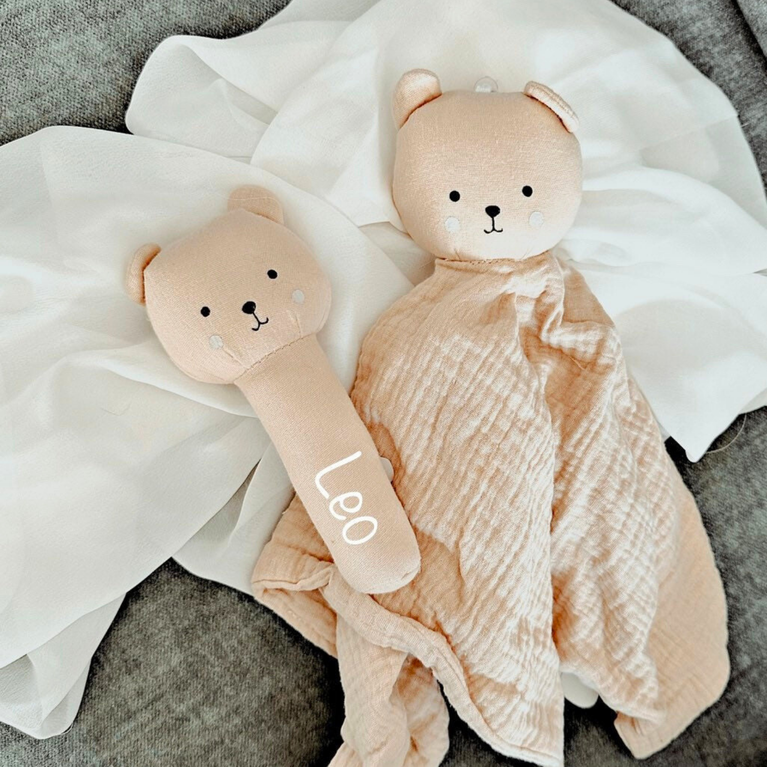 Personalized cuddle cloth with name | Rattle with name Teddy or availa   einzigartigliebe