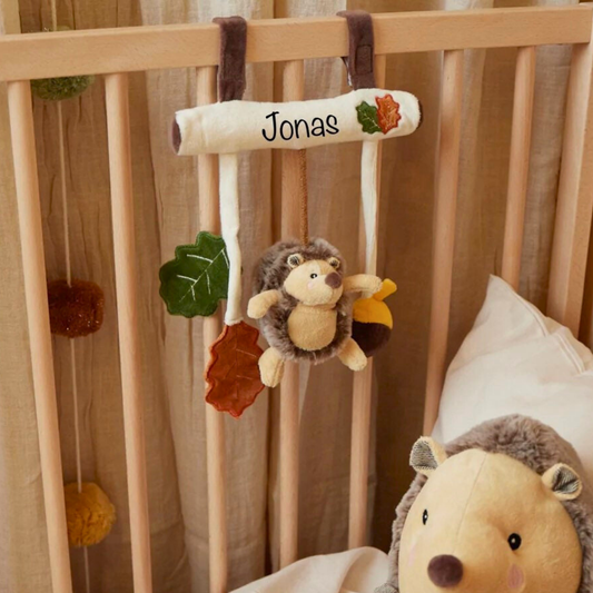 Personalisierter Kinderwagenanhänger / Mobile Igel - einzigartigliebe