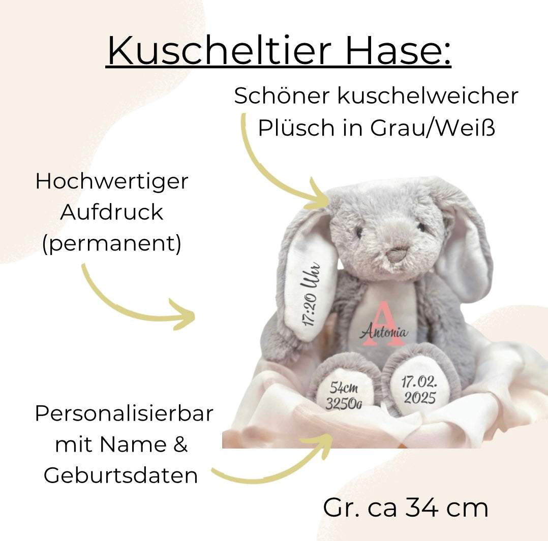 Kuscheltier zur Geburt mit Name – weiches Plüschgeschenk als Erinnerung für Jungen und Mädchen