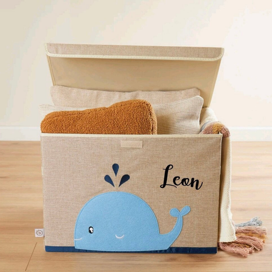 Personalisierte Aufbewahrungsbox Wal mit Deckel Bieco | für Spielsachen - einzigartigliebe