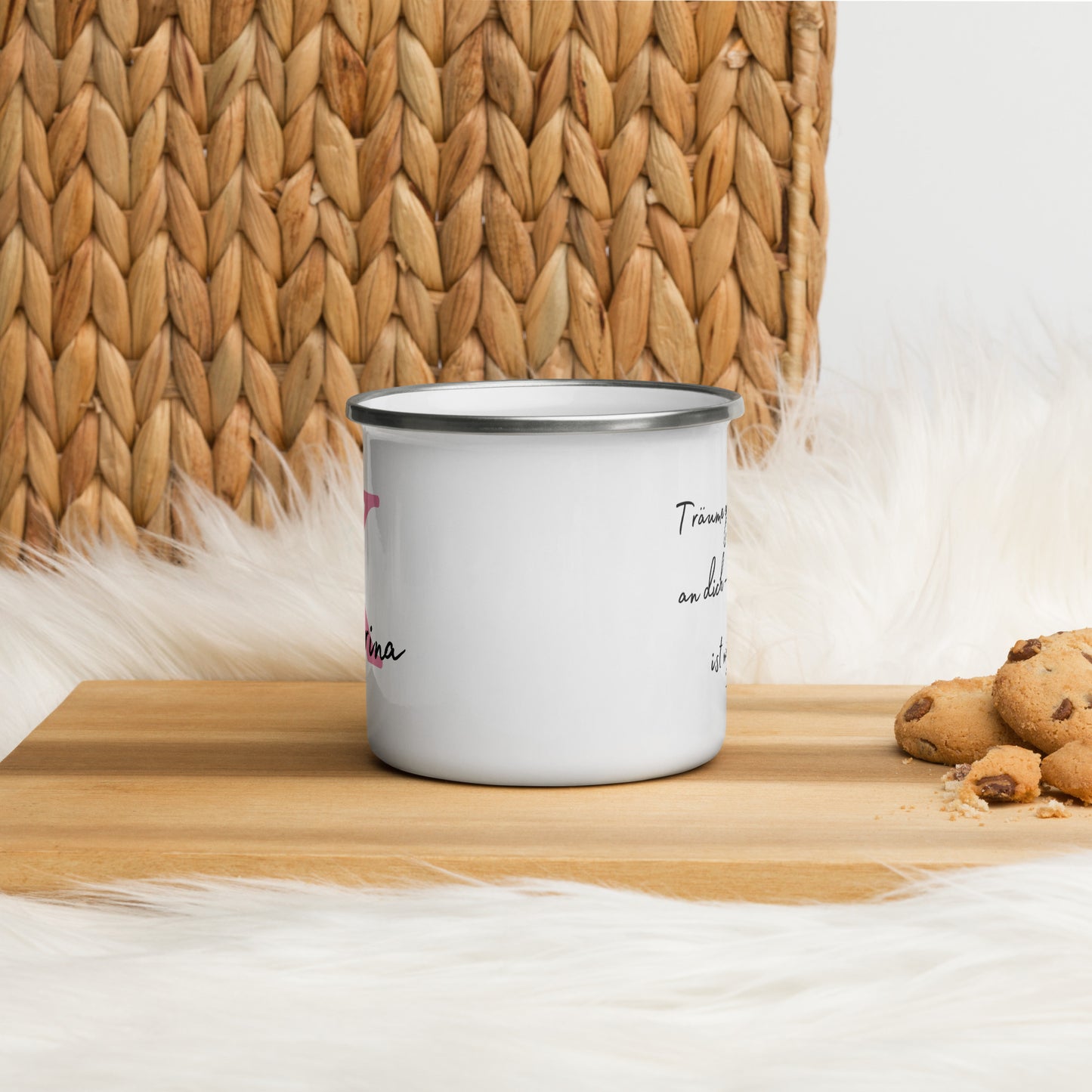 Personalisierte Emaille-Tasse für Kinder – Mit Namen & inspirierendem Spruch - einzigartigliebe