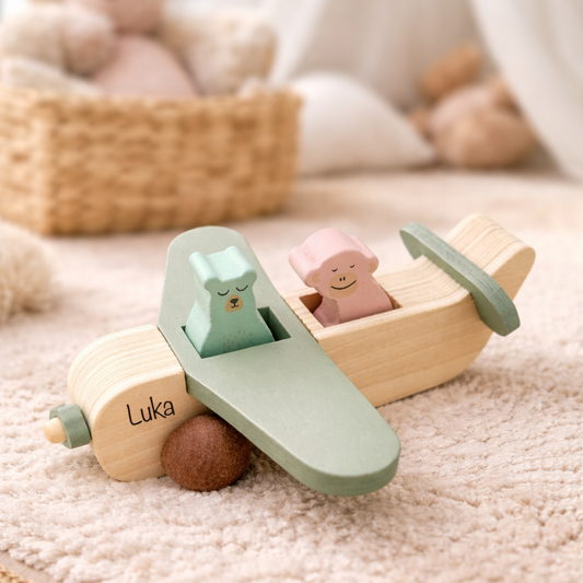 Flugzeug aus Holz mit Gravur - Holzspielzeug für Kinder