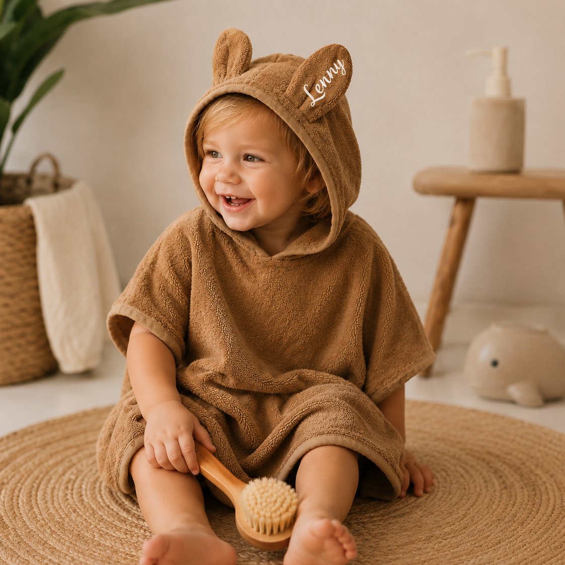 Personalisierter Badeponcho / Strandtuch / Babyhandtuch mit Name Hasenohren