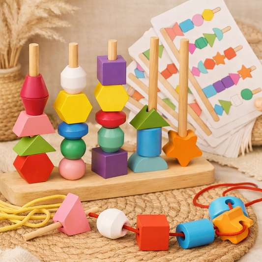Montessori Steckspiel aus Holz – Lernspielzeug ab 2 Jahre | Farben & Formen nachlegen