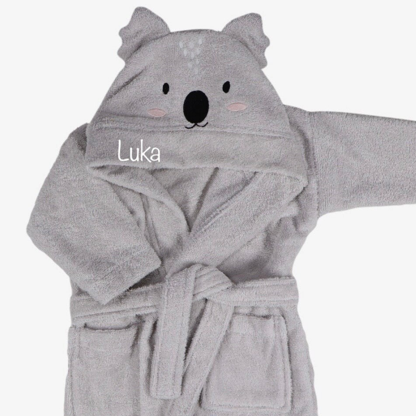 Personalisierter Bademantel / 1-2 Jahre / Babyhandtuch Dino Flamingo Koala Löwe