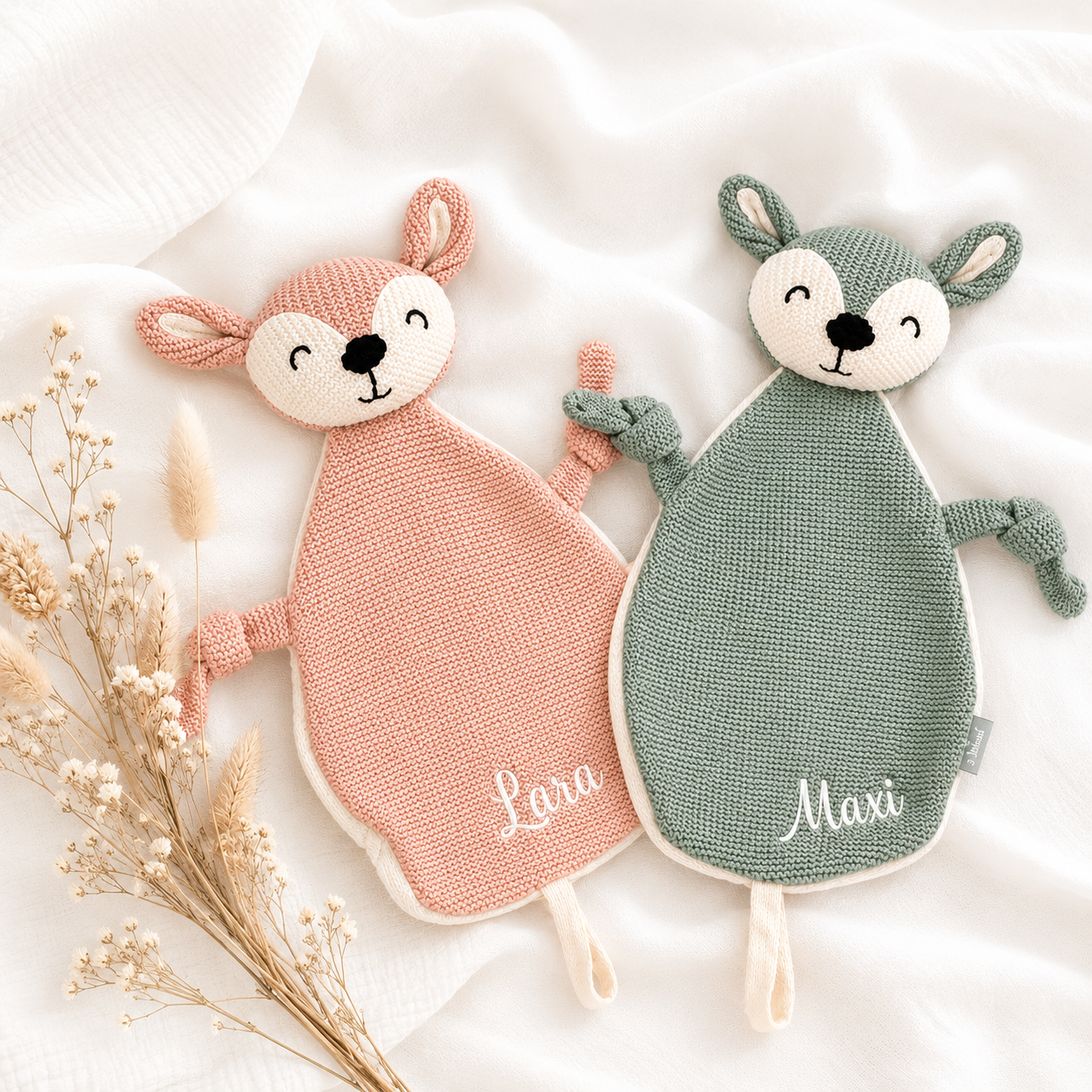 Personalized cuddle cloth with name | Rattle with name or available as a set