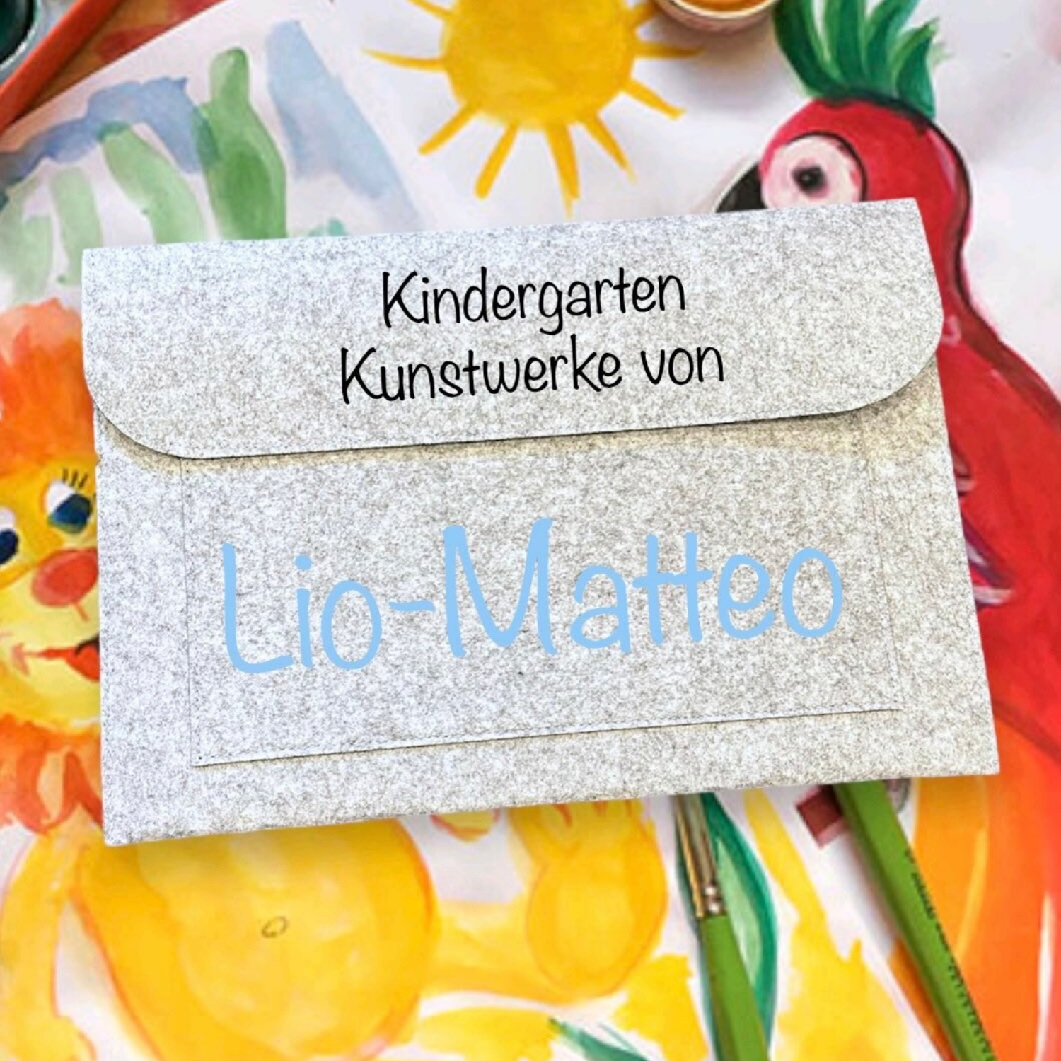 Personalisierte Sammelmappe für Kinder / Filzmappe Kindergarten Kunstwerke - einzigartigliebe