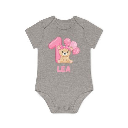 Personalisierter Baby Body Teddy Rosa 1 / erster Geburtstag Shirt - einzigartigliebe