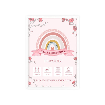 Personalisierte Geburts-Poster – Regenbogen Traum - einzigartigliebe