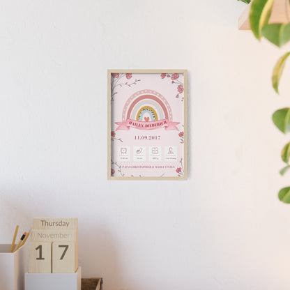 Personalisierte Geburts-Poster – Regenbogen Traum - einzigartigliebe