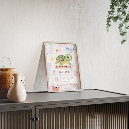 Personalisierte Geburts-Poster – Meerestiere Traum - einzigartigliebe