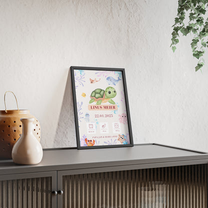 Personalisierte Geburts-Poster – Meerestiere Traum - einzigartigliebe