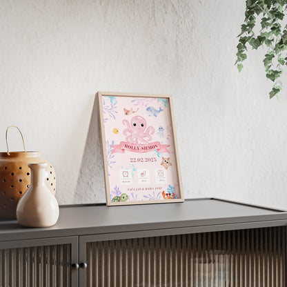 Personalisierte Geburts-Poster – Meerestiere Traum - einzigartigliebe