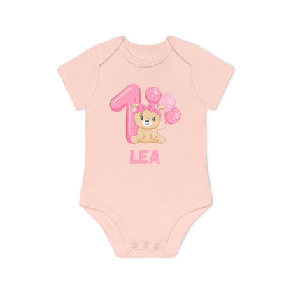 Personalisierter Baby Body Teddy Rosa 1 / erster Geburtstag Shirt - einzigartigliebe