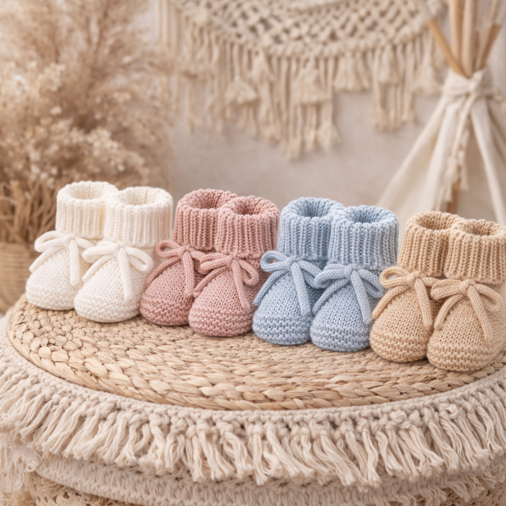 Babyschuhe gestrickt – Weiche Erstlingsschuhe 0–3 Monate | Geschenk zur Geburt