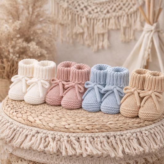 Babyschuhe gestrickt – Weiche Erstlingsschuhe 0–3 Monate | Geschenk zur Geburt