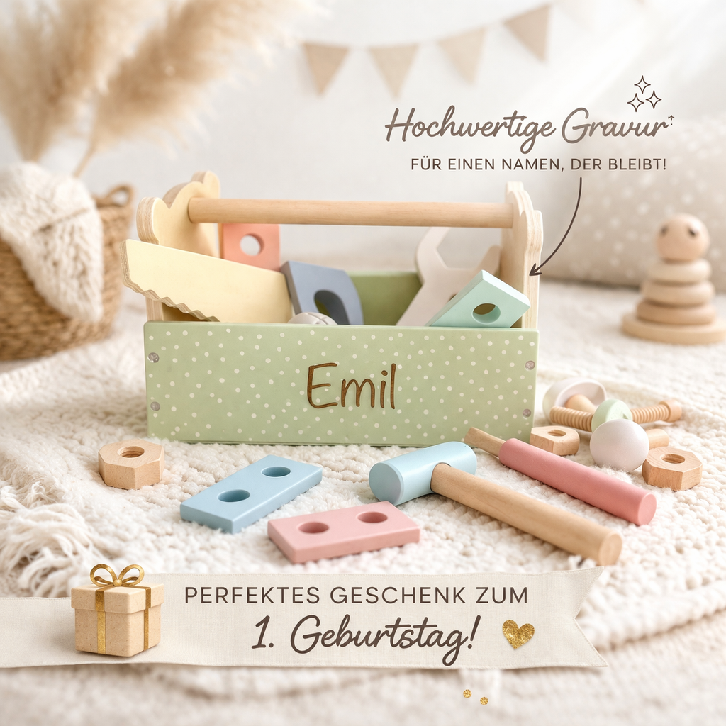 Perfektes Geschenk zum 1 Geburtstag, Holzspielzeug graviert mit Name
