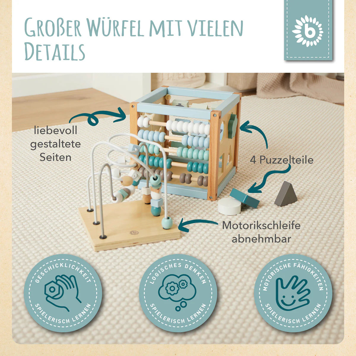 Detailaufnahme des Produkts und seiner sorgfältigen Verarbeitung