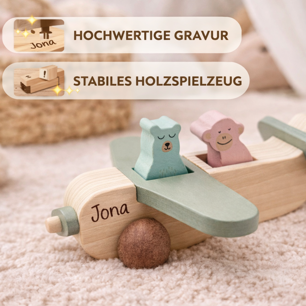 Flugzeug aus Holz mit Gravur - Holzspielzeug für Kinder