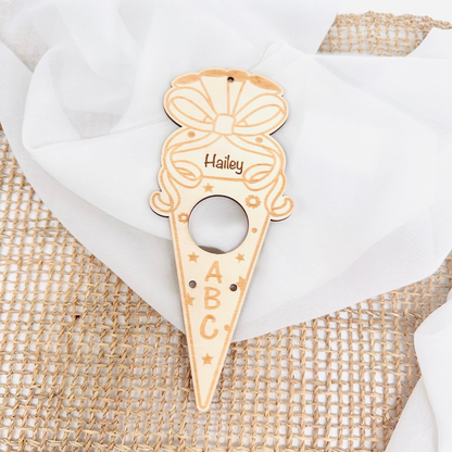 Wooden school cone / gift for school enrollment with name engraving