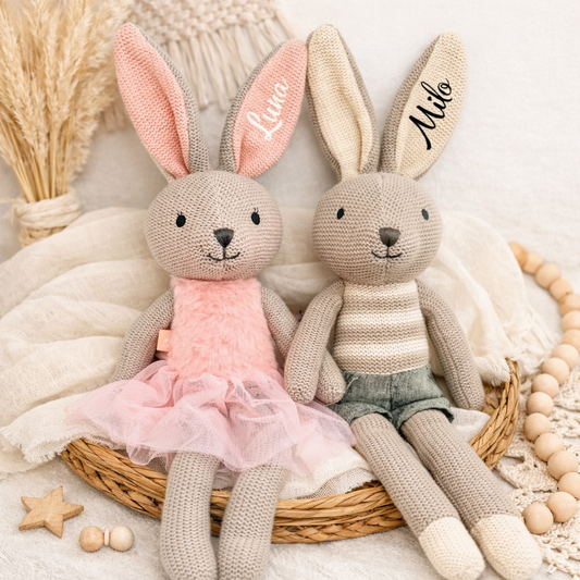Kuscheltier Hase Personalisiert mit Name / Junge oder Mädchen / Ostern