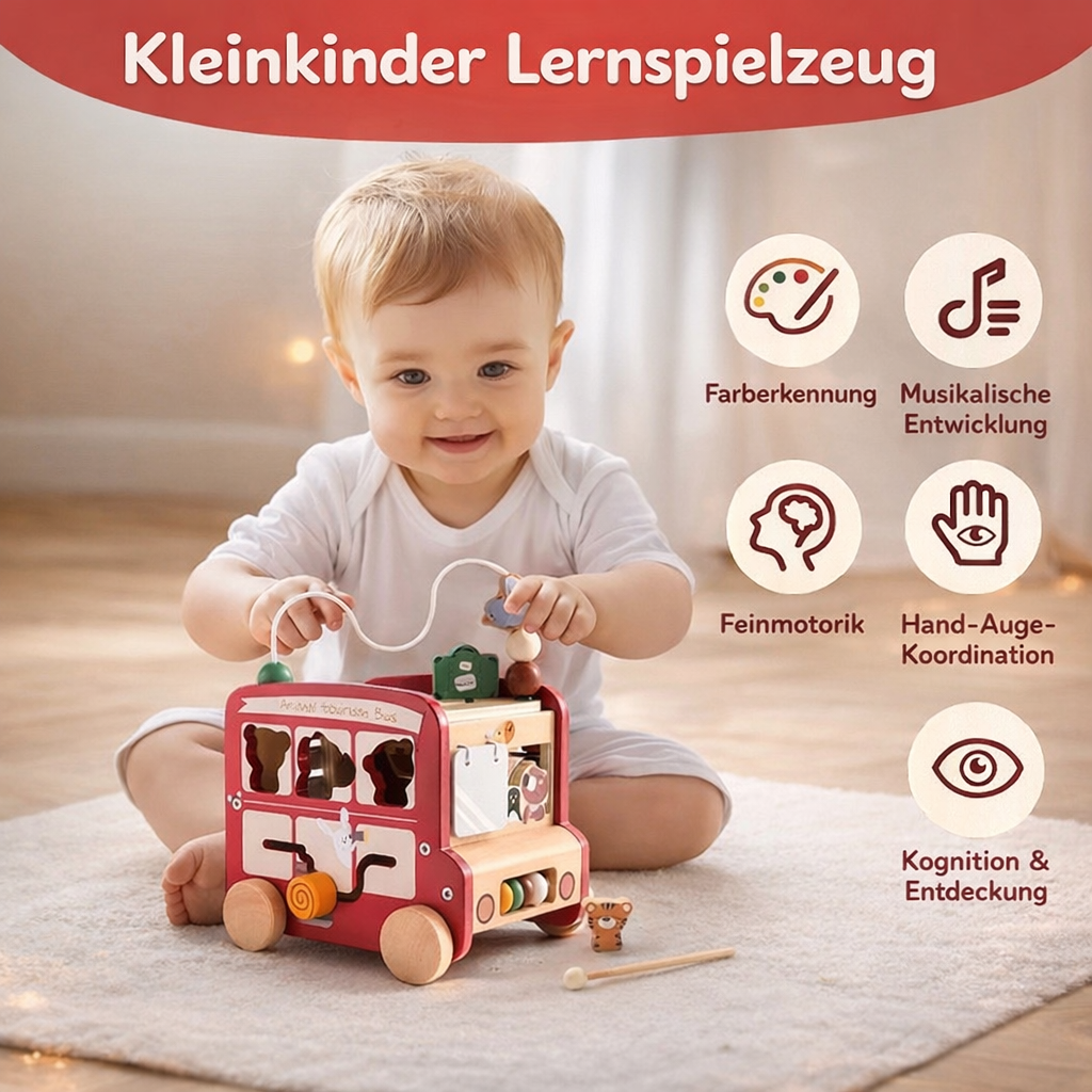 Holz Spielzeug Auto Motorikwürfel / Geschenk Junge