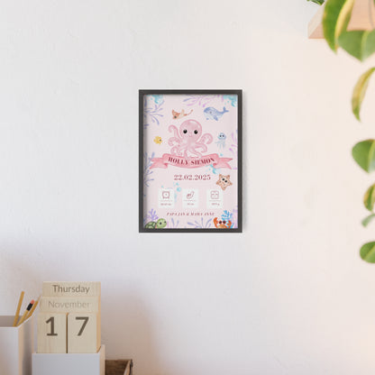 Personalisierte Geburts-Poster – Meerestiere Traum - einzigartigliebe