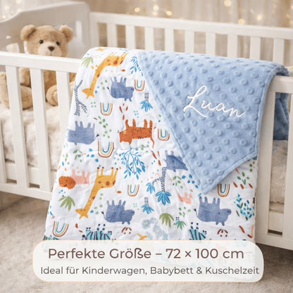 Personalized baby blanket / embroidered name light blue