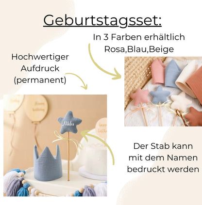 Geburtstagskrone mit Personalisiertem Stab - einzigartigliebe