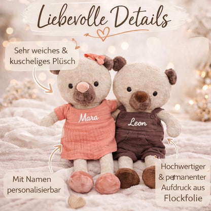 Kuscheltier Teddybär mit Name Personalisiert / Bärmädchen oder Bärjunge