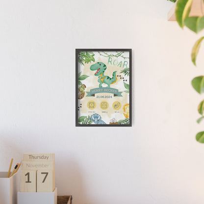 Personalisierte Geburts-Poster – Dinosaurier Traum - einzigartigliebe
