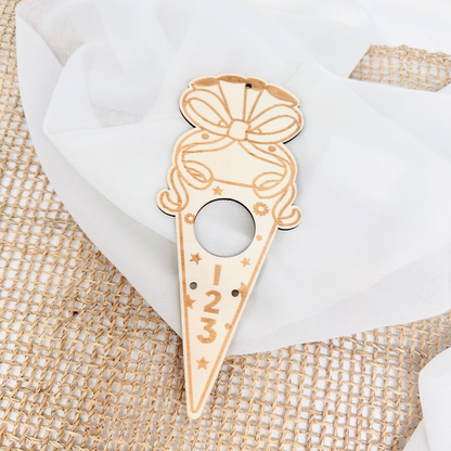 Wooden school cone / gift for school enrollment with name engraving
