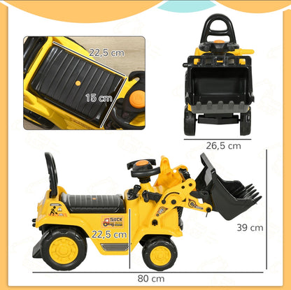 Kinder Bagger Rutschauto mit Schaufel | Aufsitzbagger für Sandkasten & Garten