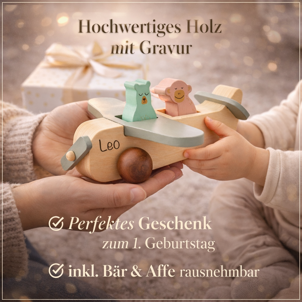 Flugzeug aus Holz mit Gravur - Holzspielzeug für Kinder