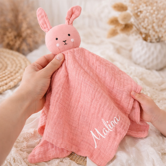 Personalisiertes Schmusetuch mit Name | Rosa