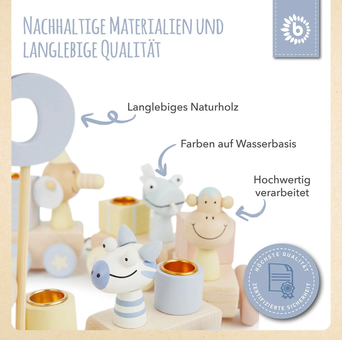 Personalisierter Geburtstagszug aus Holz mit Name – Safari Tischdeko für den Kindergeburtstag