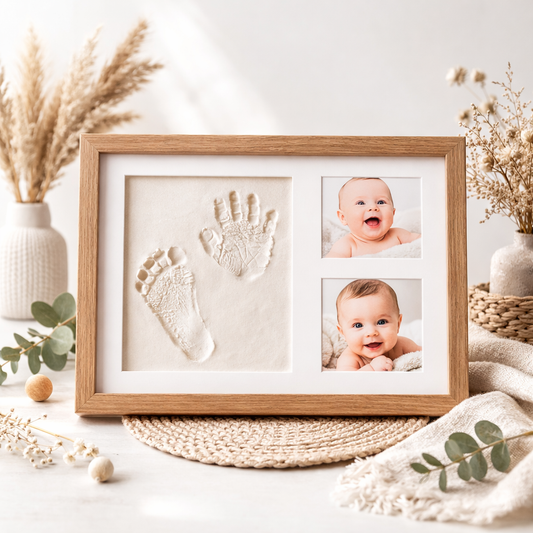 Baby Hand- & Fußabdruck Bilderrahmen Set mit Foto
