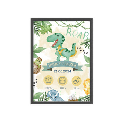 Personalisierte Geburts-Poster – Dinosaurier Traum - einzigartigliebe