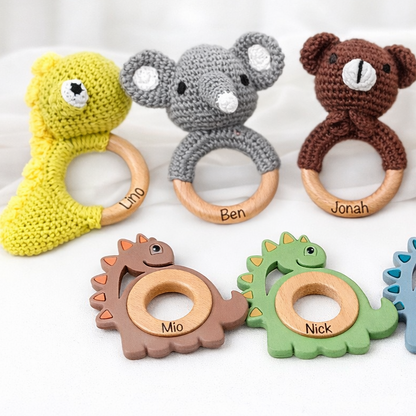 Baby rattle with engraving