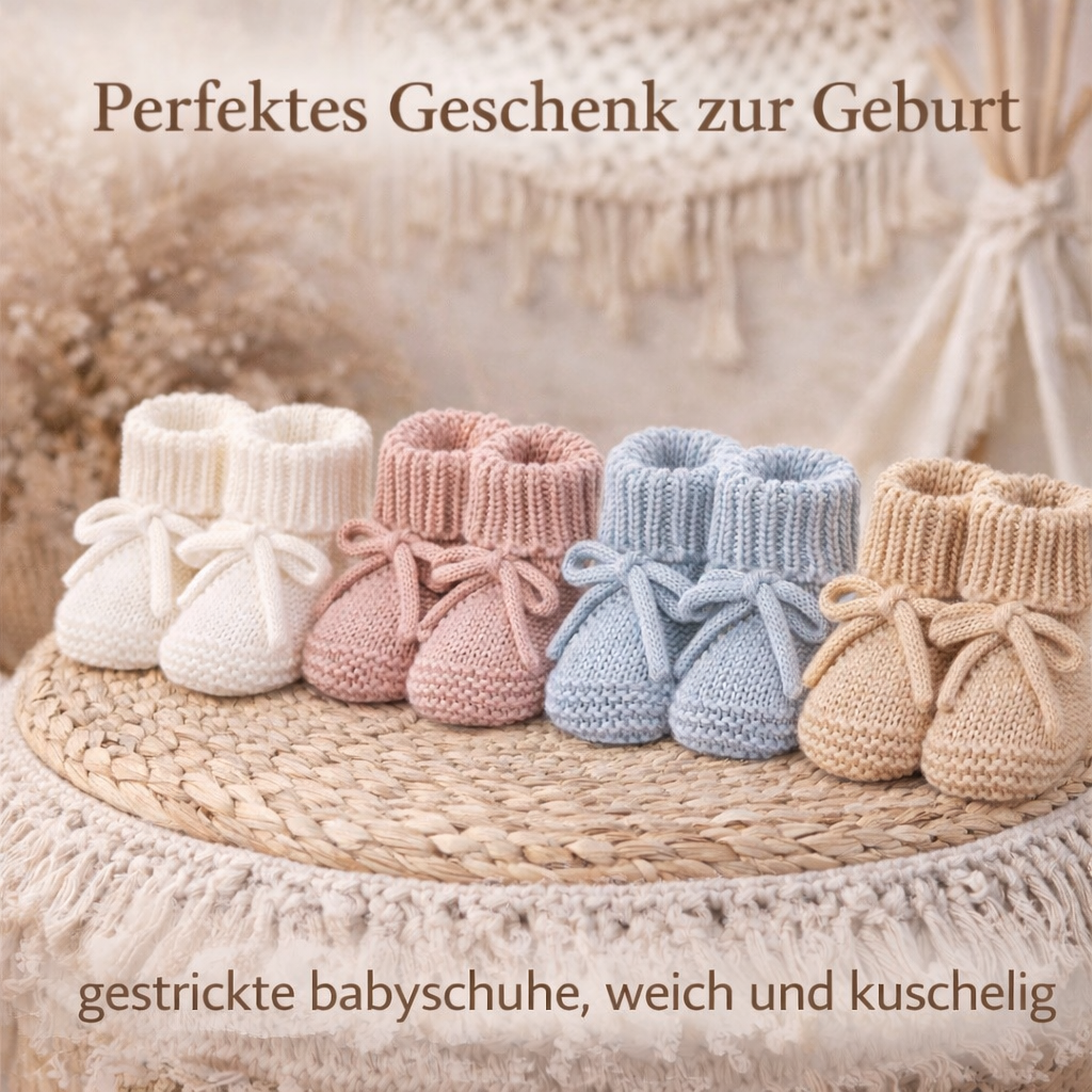 Babyschuhe gestrickt – Weiche Erstlingsschuhe 0–3 Monate | Geschenk zur Geburt