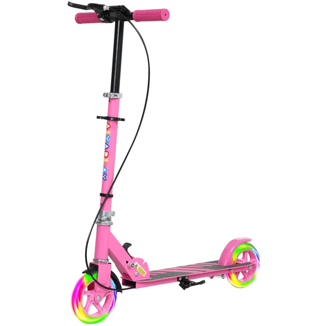 Kinderroller Rosa mit LED-Leuchträdern | Höhenverstellbar & Klappbar | Scooter für Kinder 3–8 Jahre
