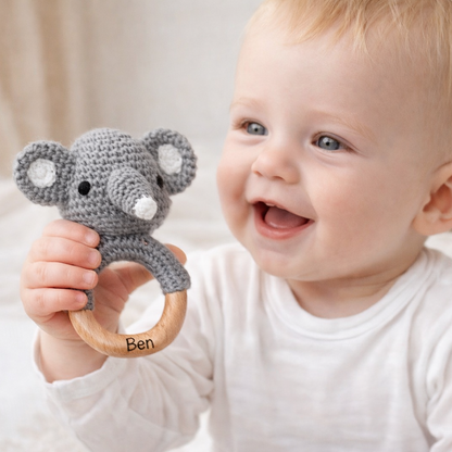 Baby rattle with engraving
