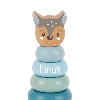 Personalisierter Stapelturm Holz mit Name / Babygeschenk - einzigartigliebe