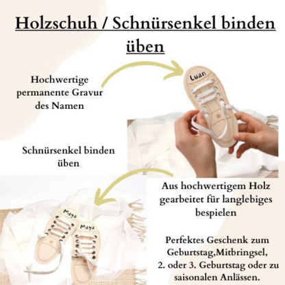 Montessori Schuh aus Holz / Schnürsenkel binden lernen / einfache Lernhilfe - einzigartigliebe