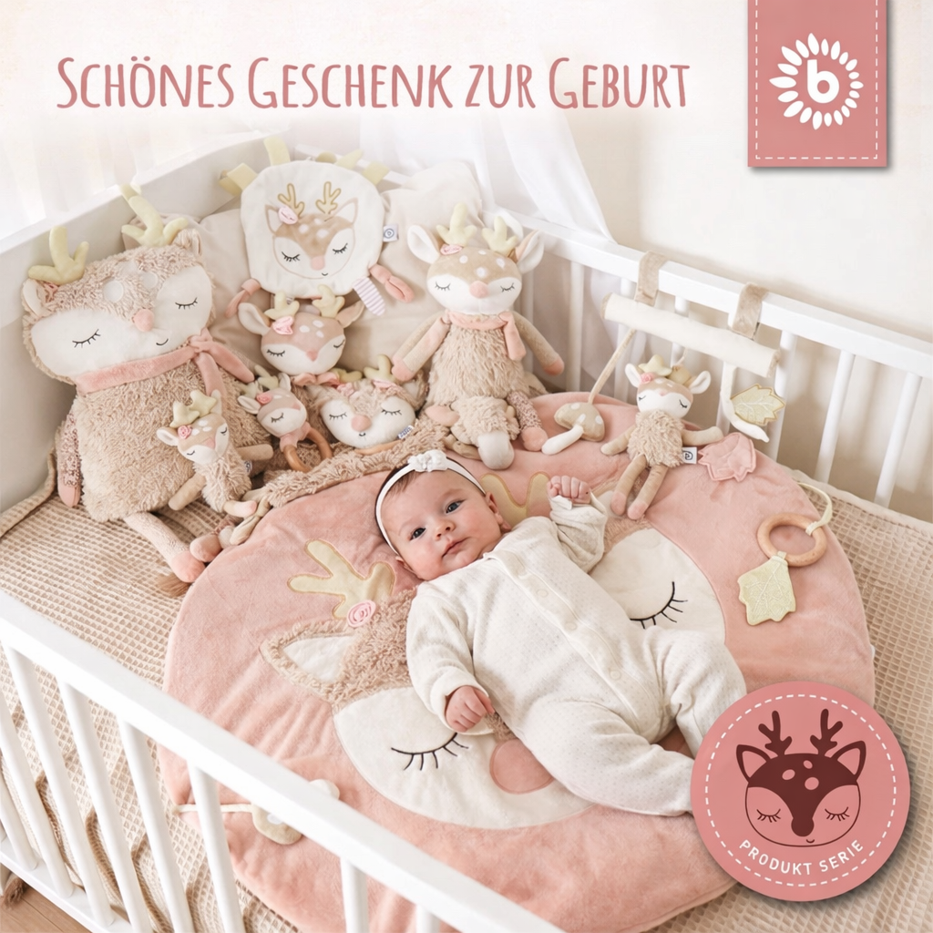 Personalisierte Krabbeldecke / Babydecke für Spielbögen / Rosa Reh